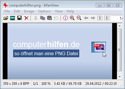 PNG Datei mit Irfanview öffnen PNG Datei