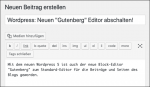 Gutenberg Plugin abschalten