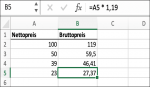 Excel formeln summe mehrwertsteuer brutto netto berechnen