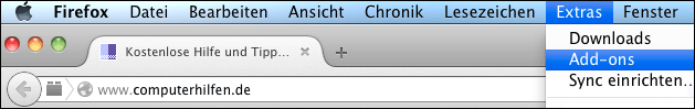 Firefox Add-ons Menu (Mac)