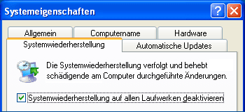Windows XP System -Wiederherstellung