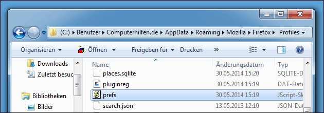 Prefs.js löschen: Firefox schneller machen