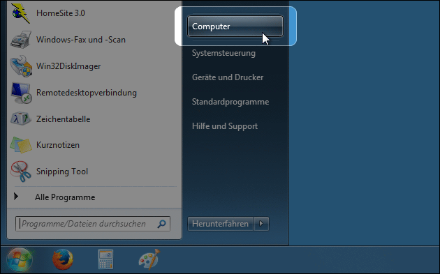 Computer: Windows Laufwerksbuchstaben zeigen