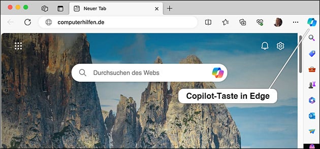 Copilot-Taste im Edge Browser
