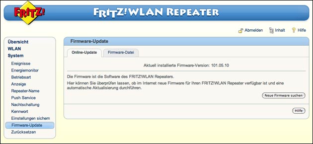 Fritz Repeater Firmware Upgrade