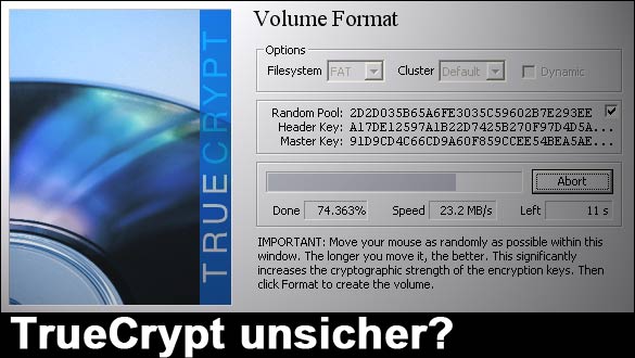 Truecrypt offline: unsicher?