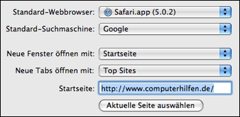 Safari Startseite einstellen