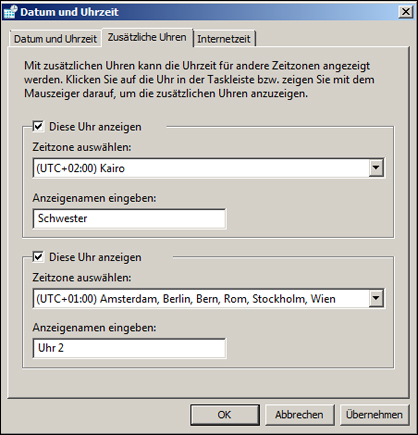 Zeitzonen ändern