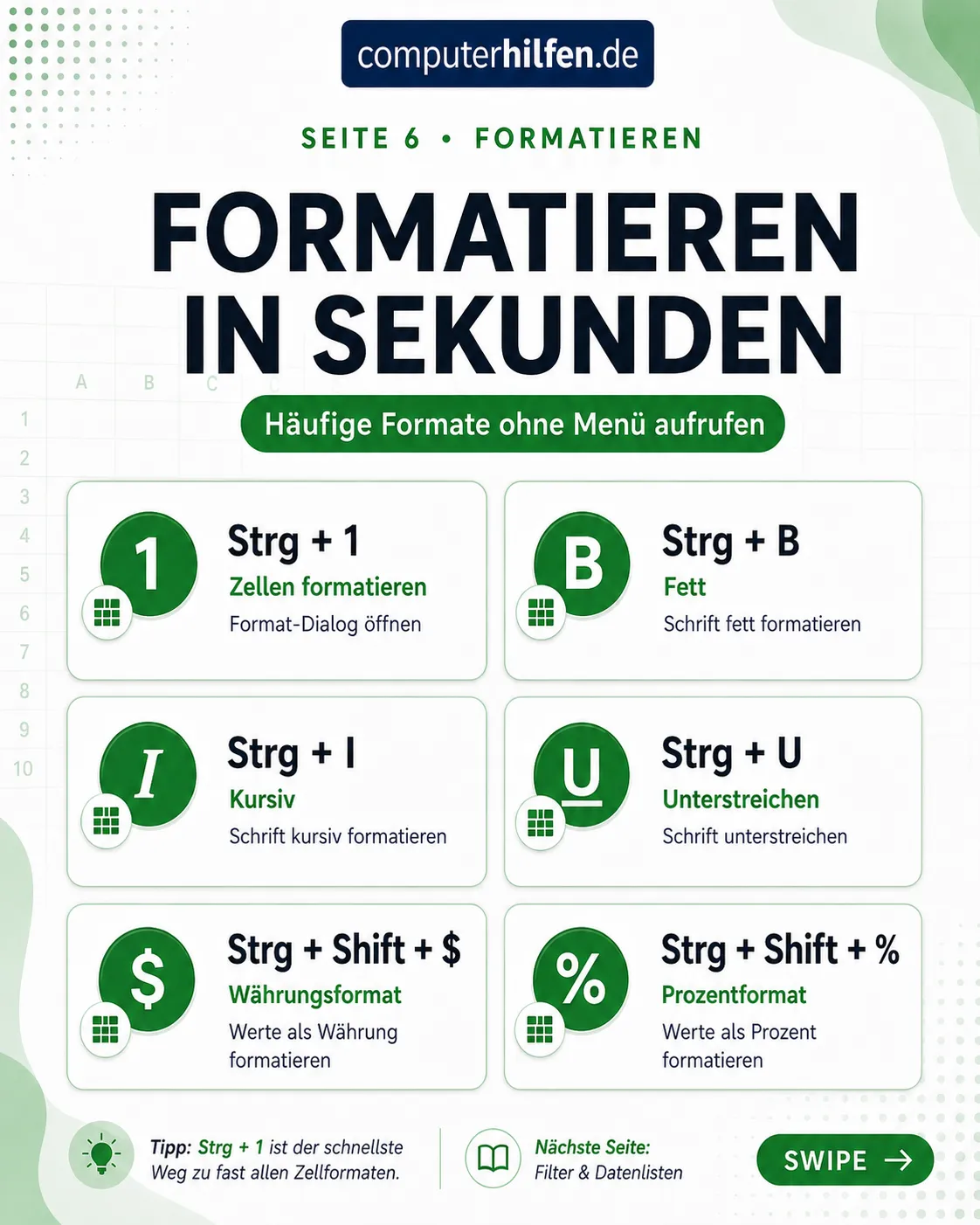 Excel Tastenkombinationen – Seite 6