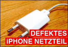 Defektes iphone Netzteil