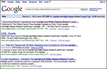 Google Suche: Infizierte Webseiten (IIS)