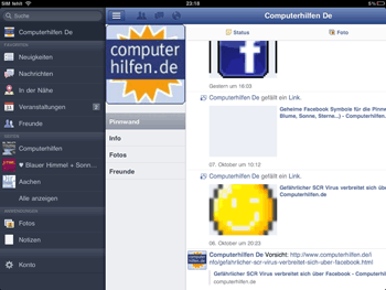 Facebook auf dem iPad