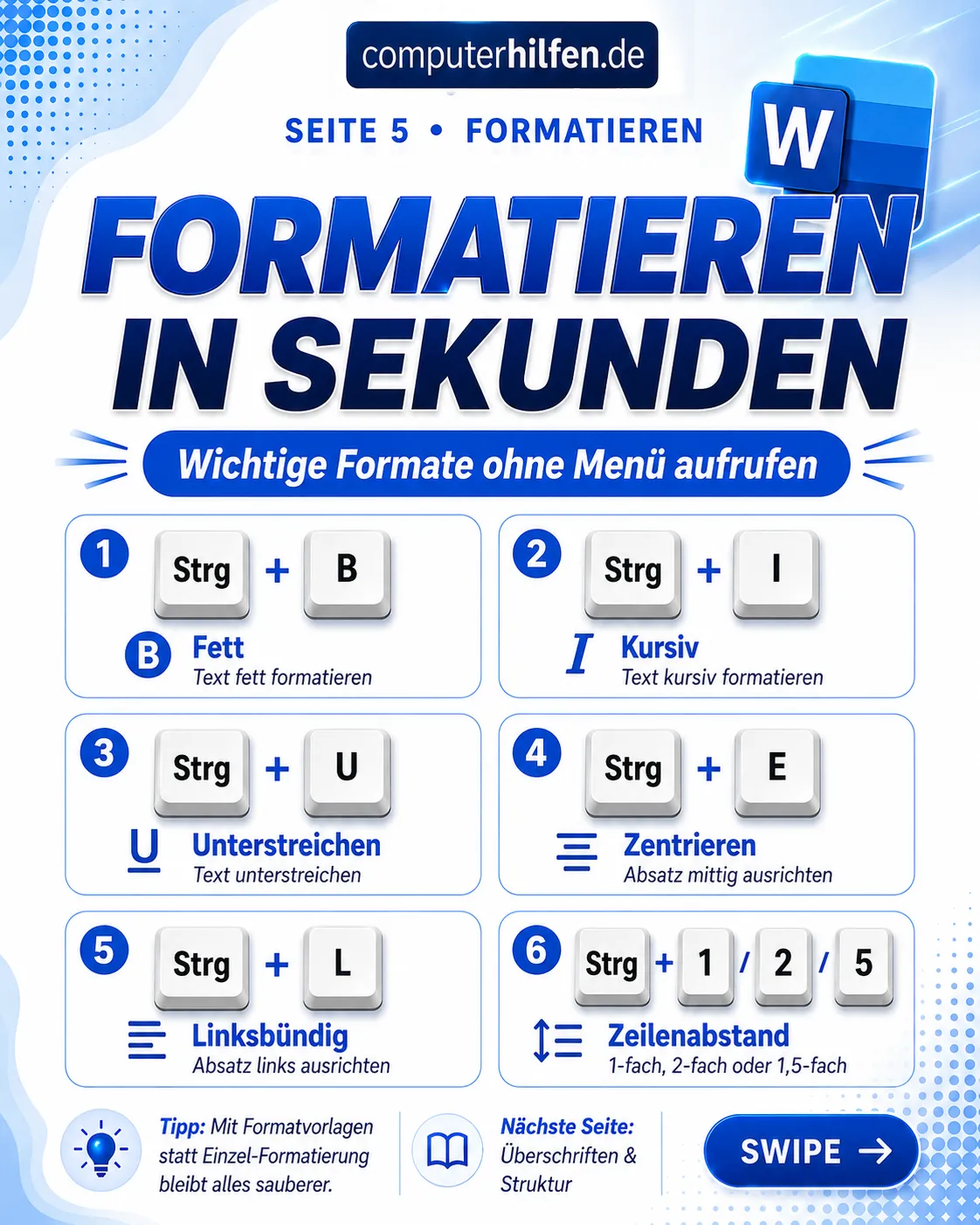 MS Word Tastenkombinationen – Seite 5