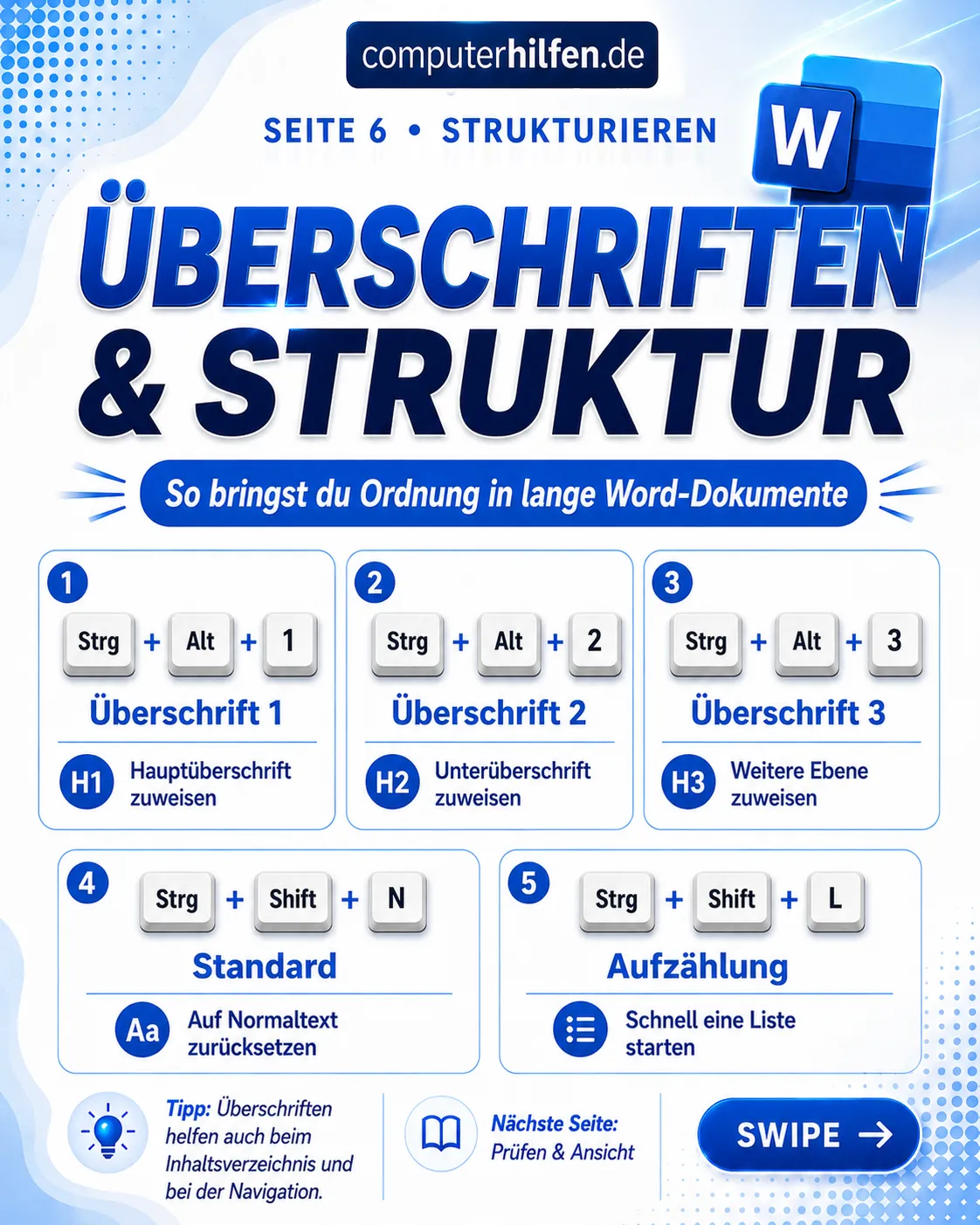 MS Word Tastenkombinationen – Seite 6