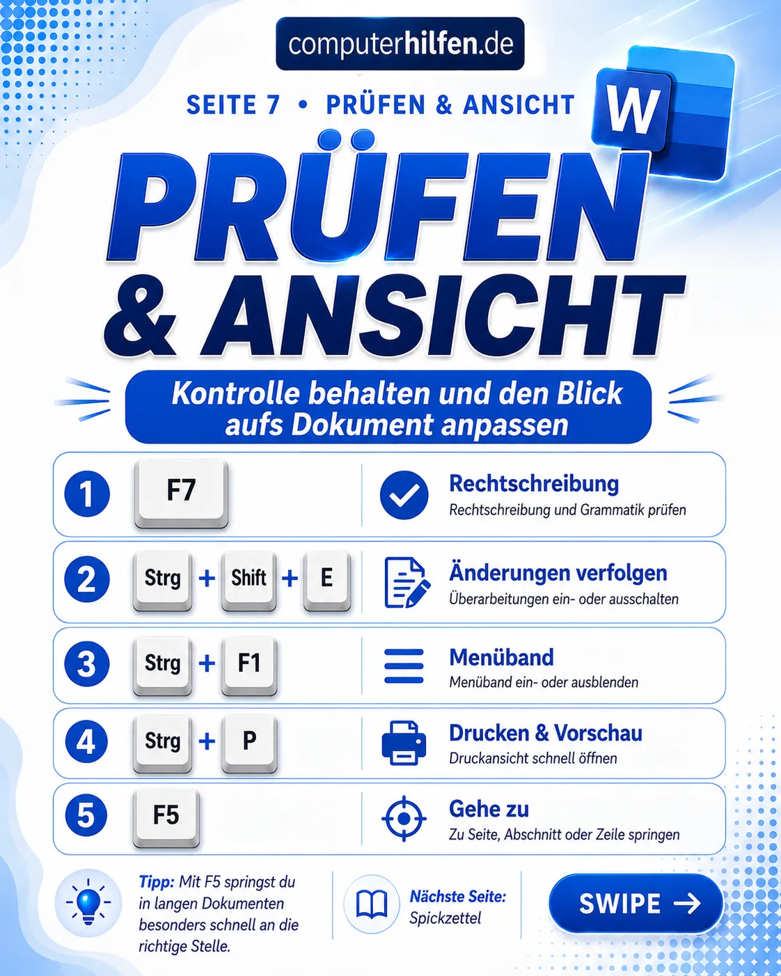 MS Word Tastenkombinationen – Seite 7