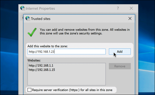 Open local IP addresses in Edge