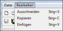 Tastenkombination: Bearbeiten-Menü