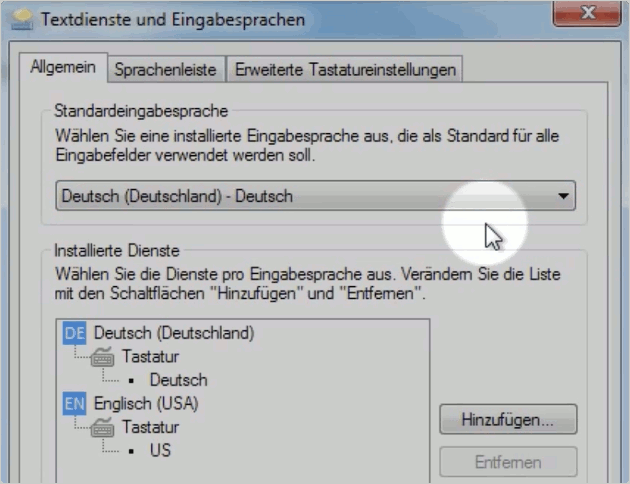 Windows Tastaturbelegung löschen