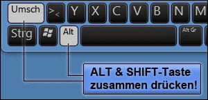 Tastatur umstellen Tastenkombination