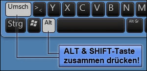 Tastatur umstellen mit Tastenkombination Tastatur umstellen Tastenkombination