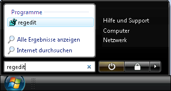 Windows Vista: regedit, Registry Editor