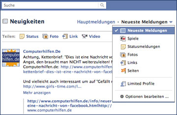 Facebook: Neueste Meldungen Update