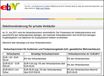 eBay: Neue Preise 2011