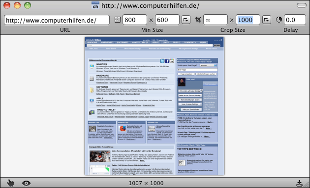 Screenshot Mac: Ganze Webseite - Paparazzi