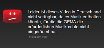 YouTube: GEMA Sperre