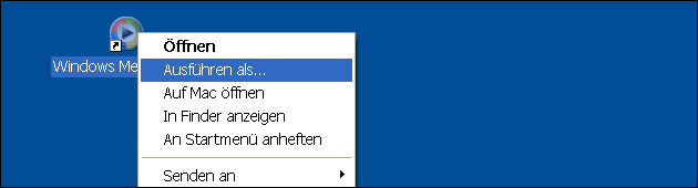 Windows XP: ausführen als...