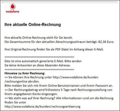 Vodafone Online-Rechnung