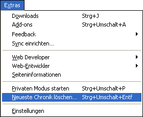 Firefox: Neuste Chronik löschen