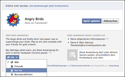 Facebook Spiele Meldung