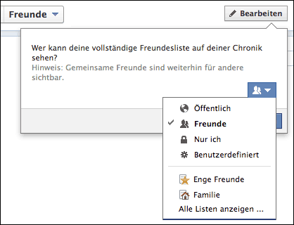 Facebook Freundesliste