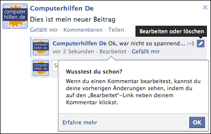 Facebook: Kommentar History