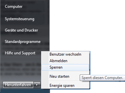 Sperren oder Benutzer wechseln