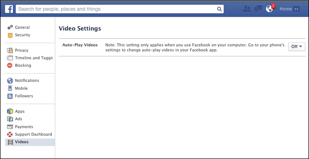 Facebook: Video autoplay