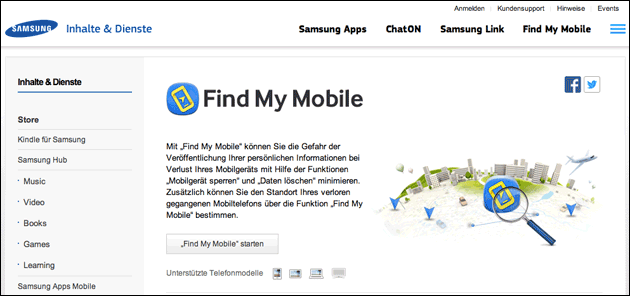 Samsung: find my mobile