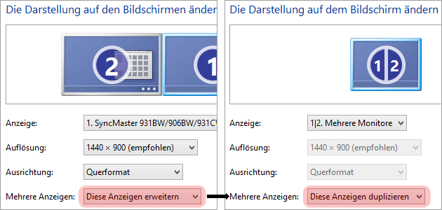 Bildschirm spiegeln / duplizieren