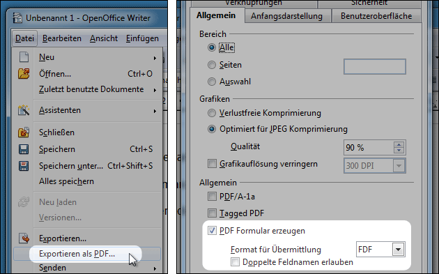 PDF Formular erstellen