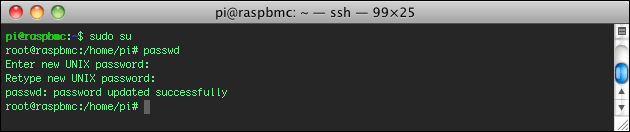 Raspberry Pi new root password