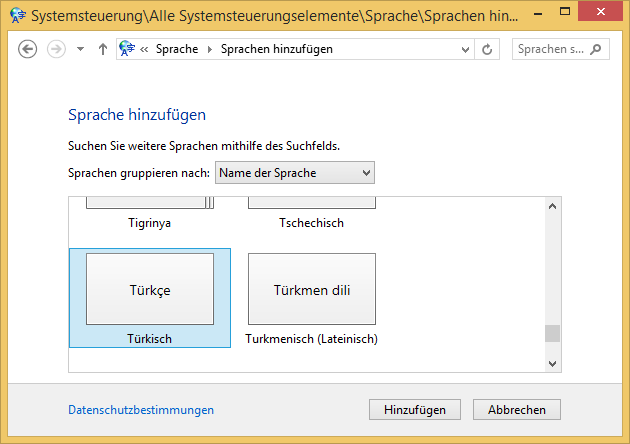 Türkische Tastatur installieren