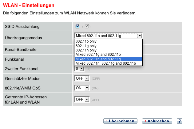 WLAN Einstellungen