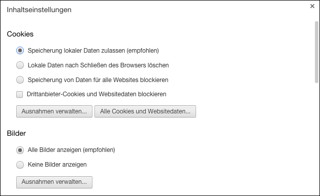 Chrome Cookies blockieren