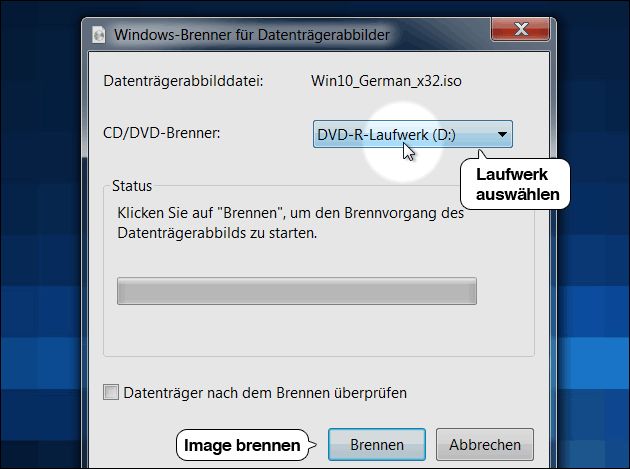 ISO Image brennen mit Windows 7