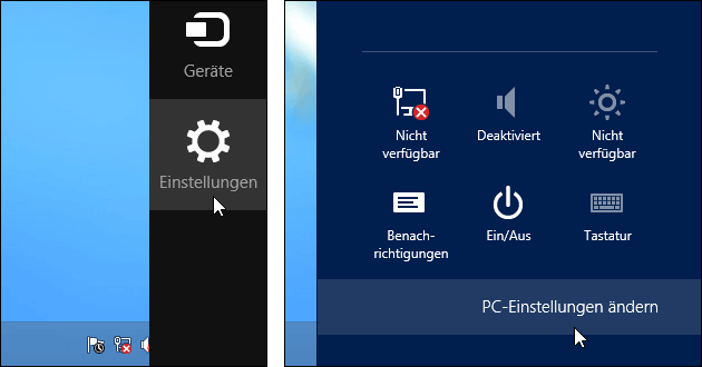 Windows 8 PC Einstellungen