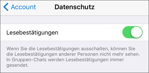 WhatsApp Lesebestätigung abschalten