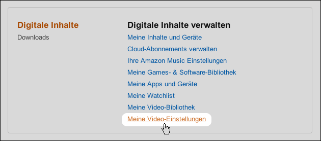 Amazon Prime: Video Einstellungen