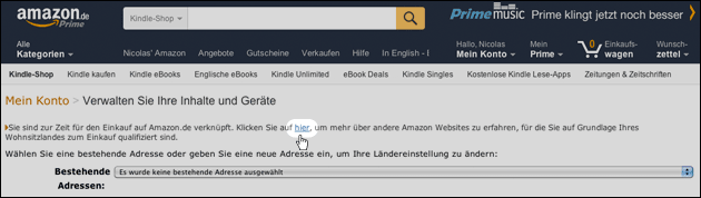 Amazon Land ändern