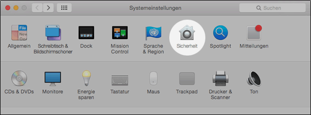 Mac OS: Systemeinstellung Sicherheit